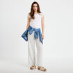 Pantalon large taille standard blanc femme