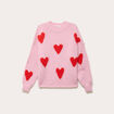 Pull oversize motif coeurs rose clair femme
