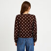 Blouse droite col v manches longues marron femme