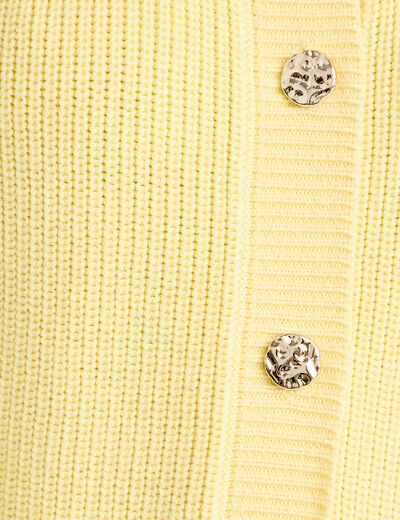 Gilet manches longues jaune clair femme