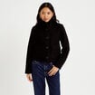 Veste droite bouclette col montant noir femme