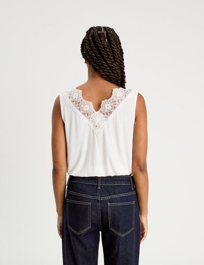 Blouse sans manches ecru femme