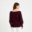 Pull oversize col bateau manches longues prune femme