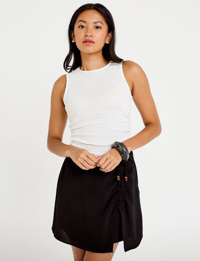 Jupe-short pliss&eacute;e &eacute;vas&eacute;e courte noir femme