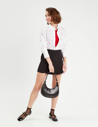 Chemise manches longues brodée blanc femme