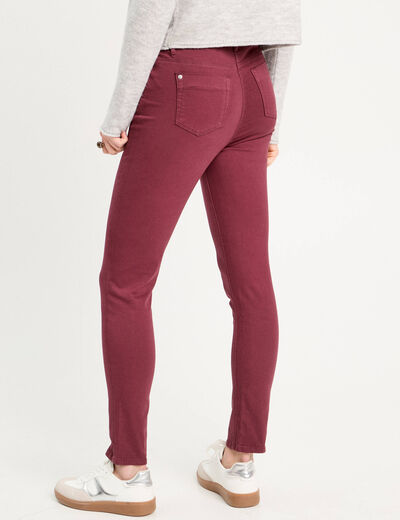 Jeans slim 5 poches violet fonc&eacute; femme