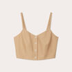 Caraco cropped boutonn&eacute; beige femme