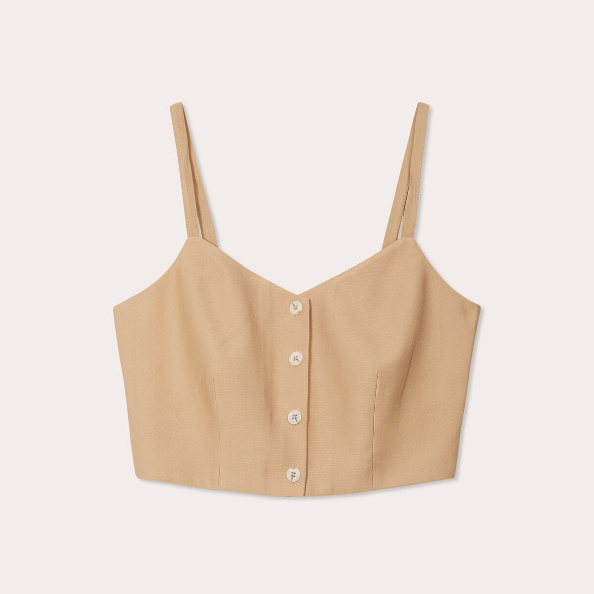 Caraco cropped boutonn&eacute; beige femme