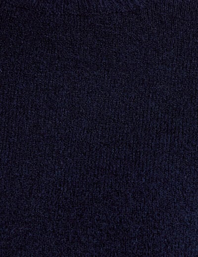 Pull col chemise manches longues bleu marine femme