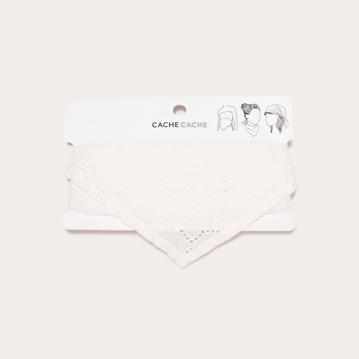 Foulard triangle broderie blanc femme