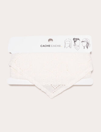 Foulard triangle broderie blanc femme