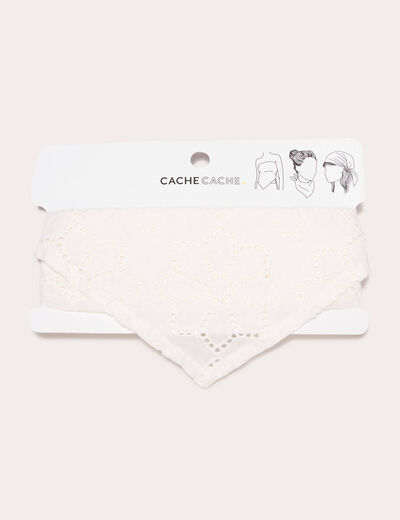 Foulard triangle broderie blanc femme