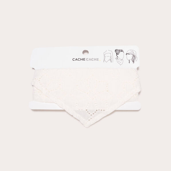 Foulard triangle broderie blanc femme