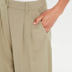 Pantalon large à pinces vert kaki femme
