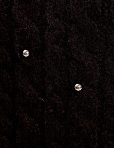 Pull avec torsades et perles noir femme