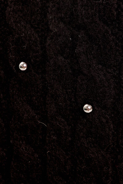 Pull avec torsades et perles noir femme