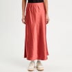 Jupe midi droite effet satin vieux rose femme