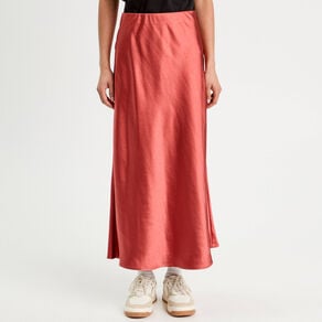 jupe midi droite effet satin vieux rose femme Jupe midi droite effet satin vieux rose femme