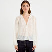 Blouse maille fantaisie ecru femme