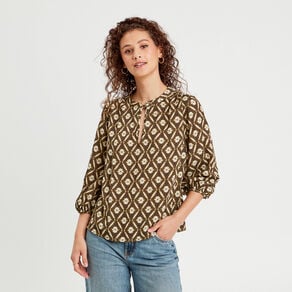 blouse manches 34 vert femme Blouse manches 3/4 vert femme