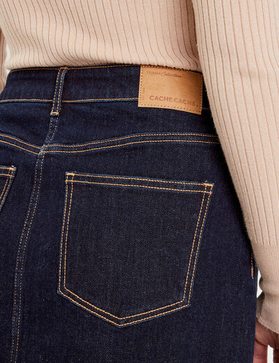 Jupe droite courte en jean denim brut femme