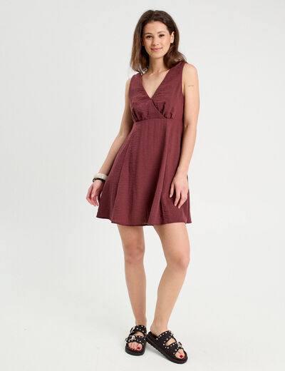 Robe évasée sans manches prune femme