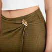 Jupe-short &eacute;vas&eacute;e en maille vert kaki femme