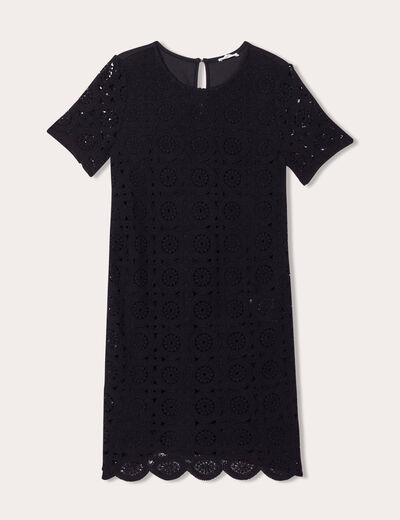 Robe droite crochet noir femme