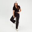 Polo manches courtes côtelé noir femme