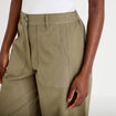 Pantalon barrel taille haute vert kaki femme
