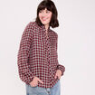 Blouse col montant manches longues bordeaux femme