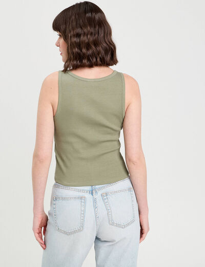 Débardeur sans manches vert kaki femme