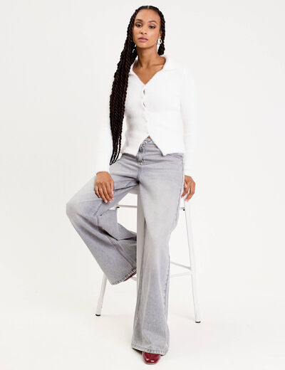 Gilet coupe ajust&eacute;e ecru femme