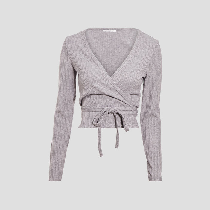 Haut de pyjama gris clair femme