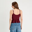 Débardeur cropped volants bordeaux femme