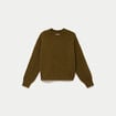 Pull col rond vert olive femme