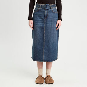 jupe midi trapeze en jean denim dirty femme Jupe midi trapèze en jean denim dirty femme