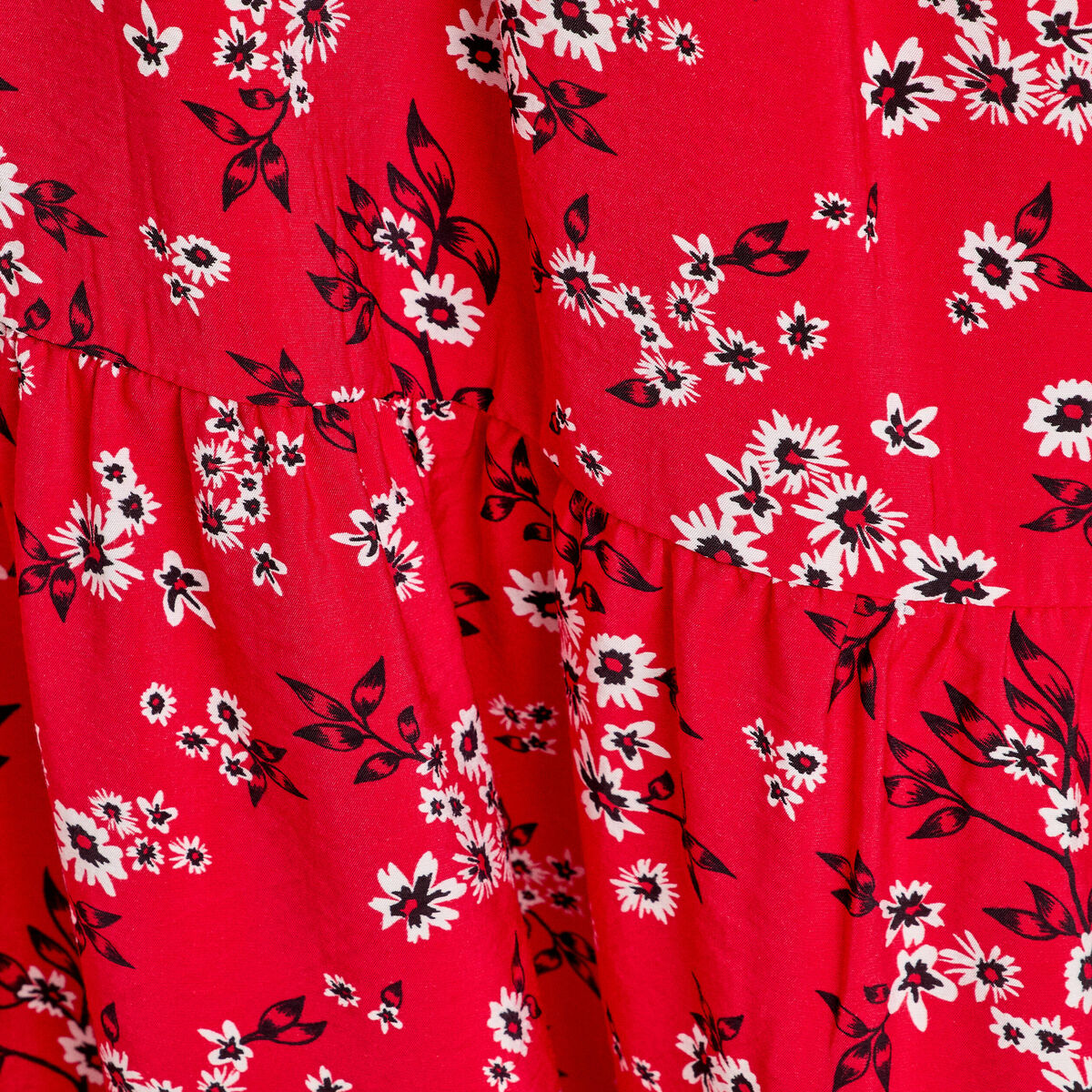 Robe longue évasée fluide rouge femme