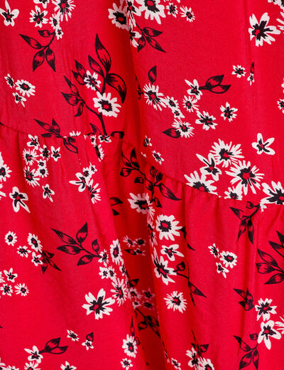 Robe longue évasée fluide rouge femme
