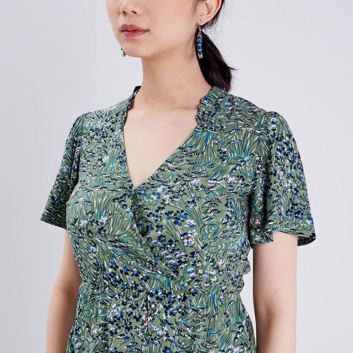 Blouse manches courtes vert pastel femme