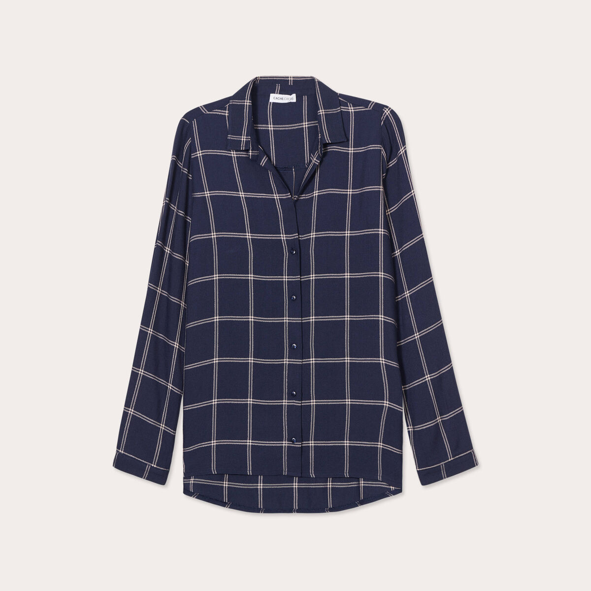 Chemise manches longues bleu foncé femme