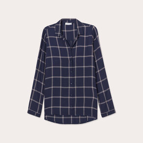 Chemise manches longues bleu foncé femme
