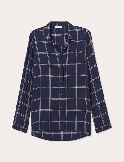 Chemise manches longues bleu foncé femme