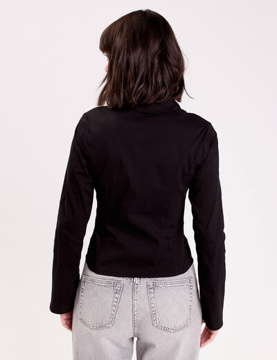 Chemise courte bas resserr&eacute; noir femme