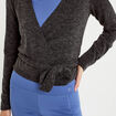 Cache-coeur droit manches longues gris fonc&eacute; femme