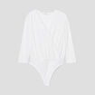 Body col cache-coeur ecru femme