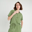 Chemise manches courtes vert kaki femme