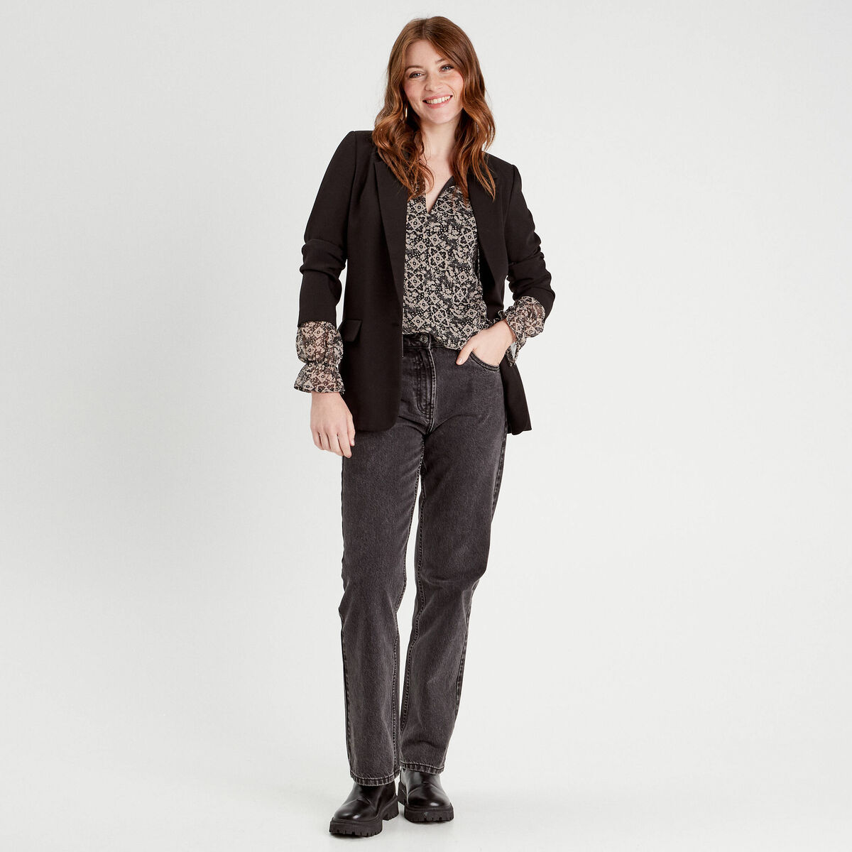 Blouse manches longues noir femme