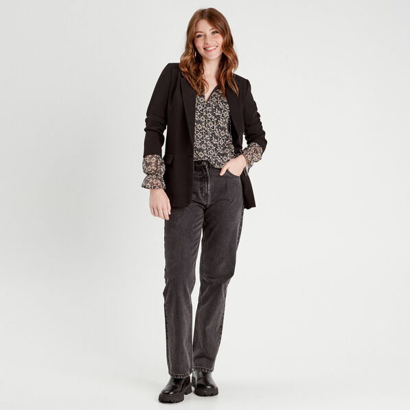 Blouse manches longues noir femme
