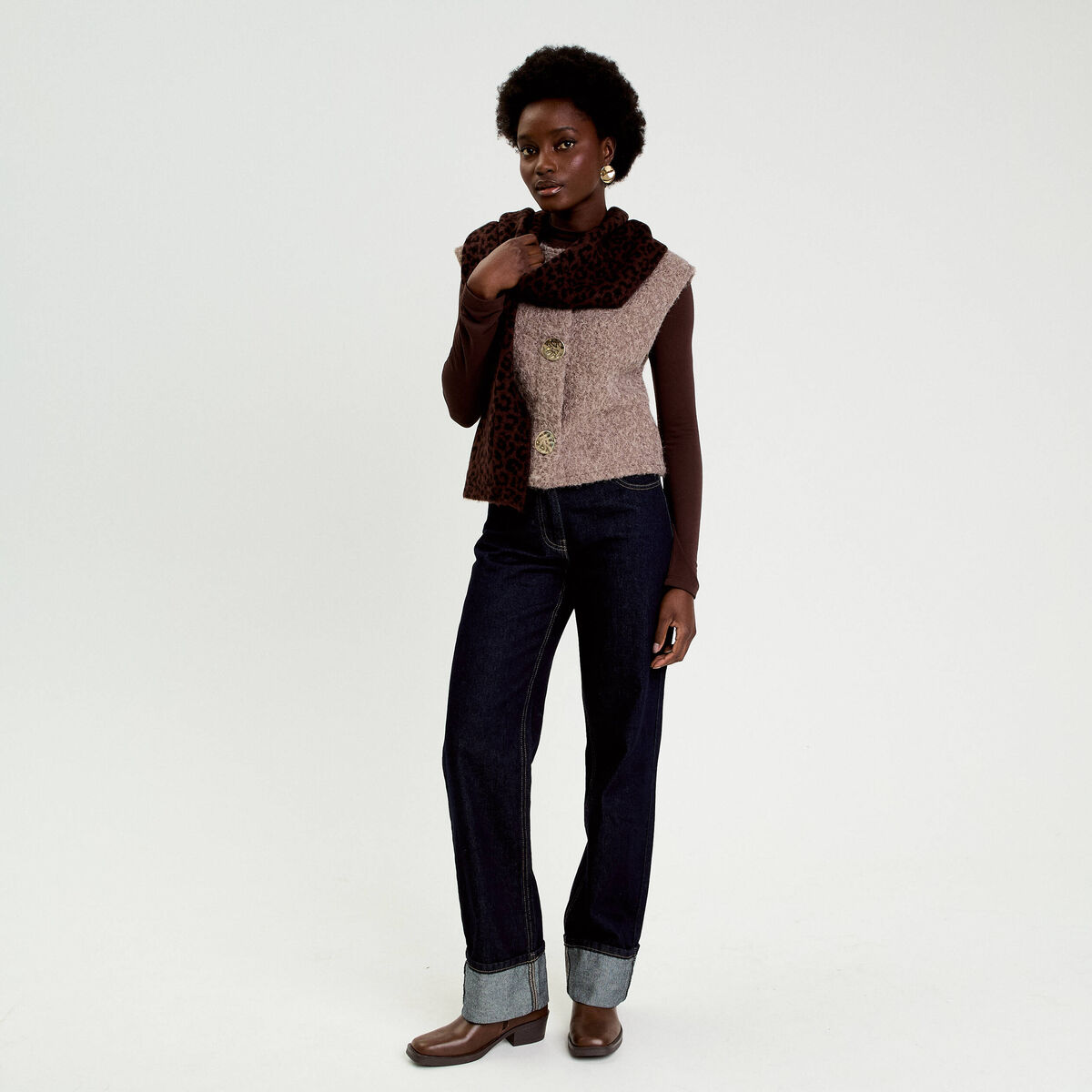 Gilet sans manches effet polaire taupe femme